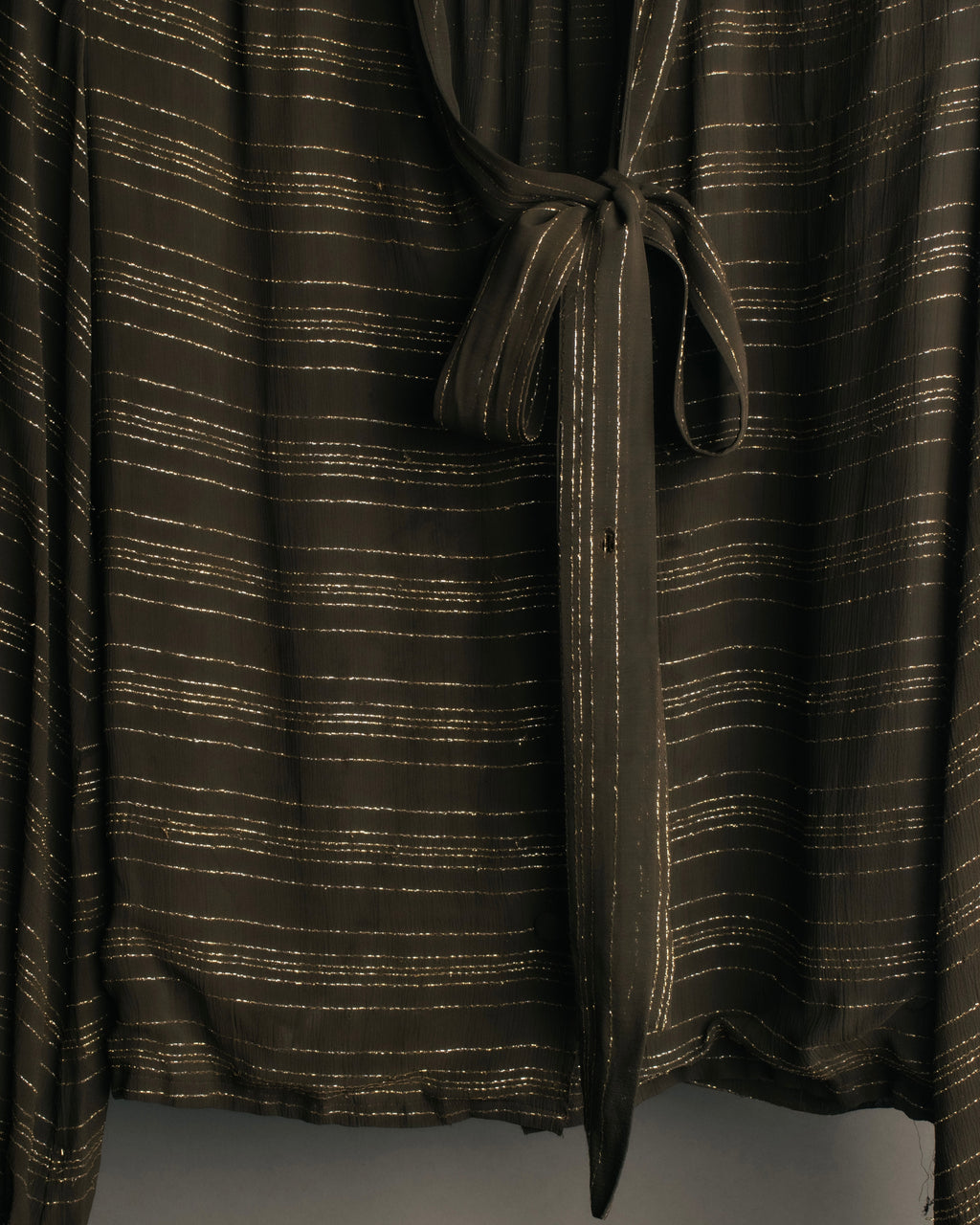 "Christian Dior" 80's-90's Lurex striped pussy-bow sheer blouse