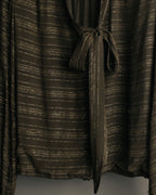 "Christian Dior" 80's-90's Lurex striped pussy-bow sheer blouse