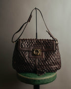 -SPECIAL- “Salvatore Ferragamo” 00’s-10’s Leather scale appliqué gancini shoulder bag