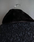 "Valentino Garavani" Fur collar boucle wool mid-length coat