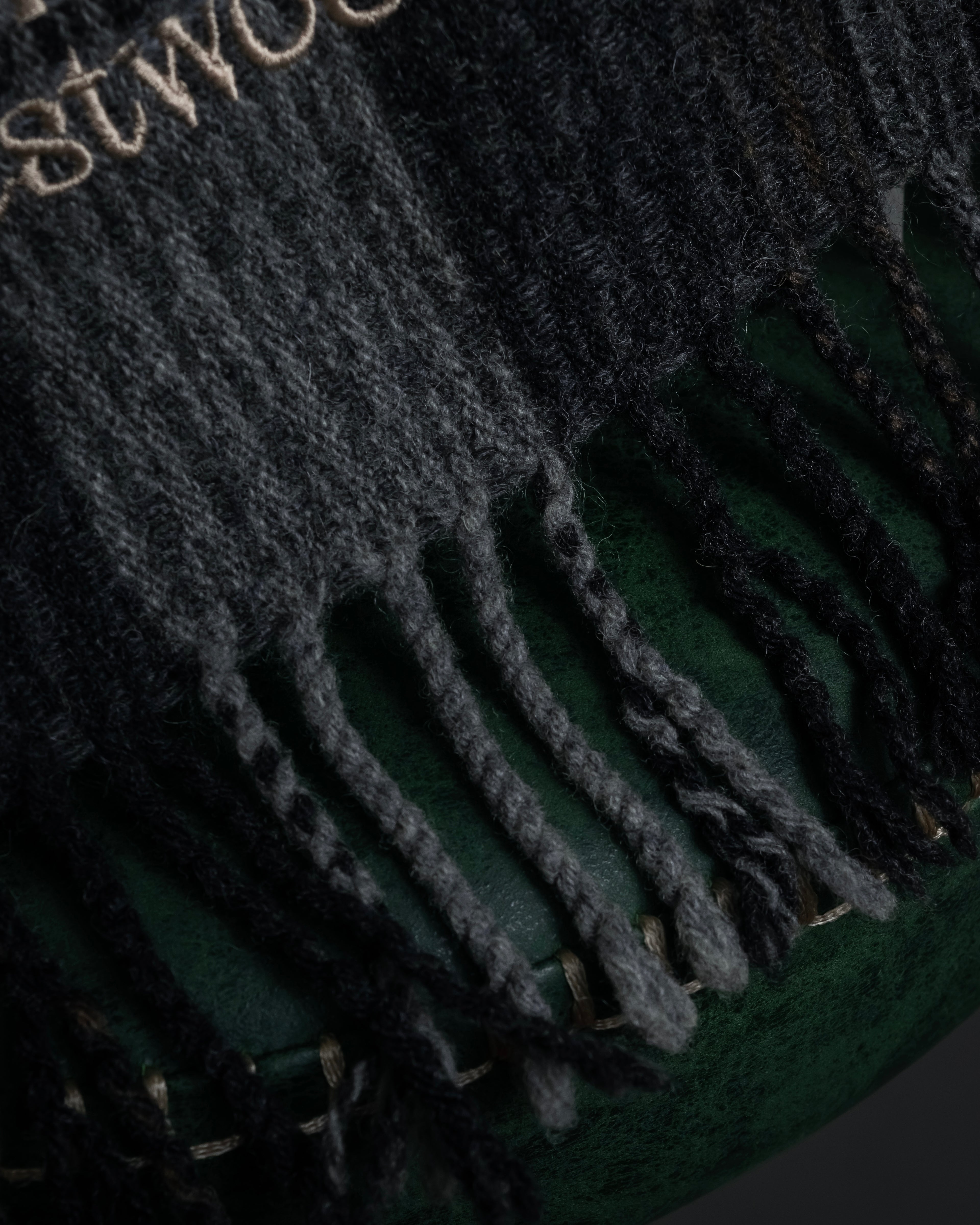 "Vivienne Westwood" Multi-layered check pattern fringe design muffler