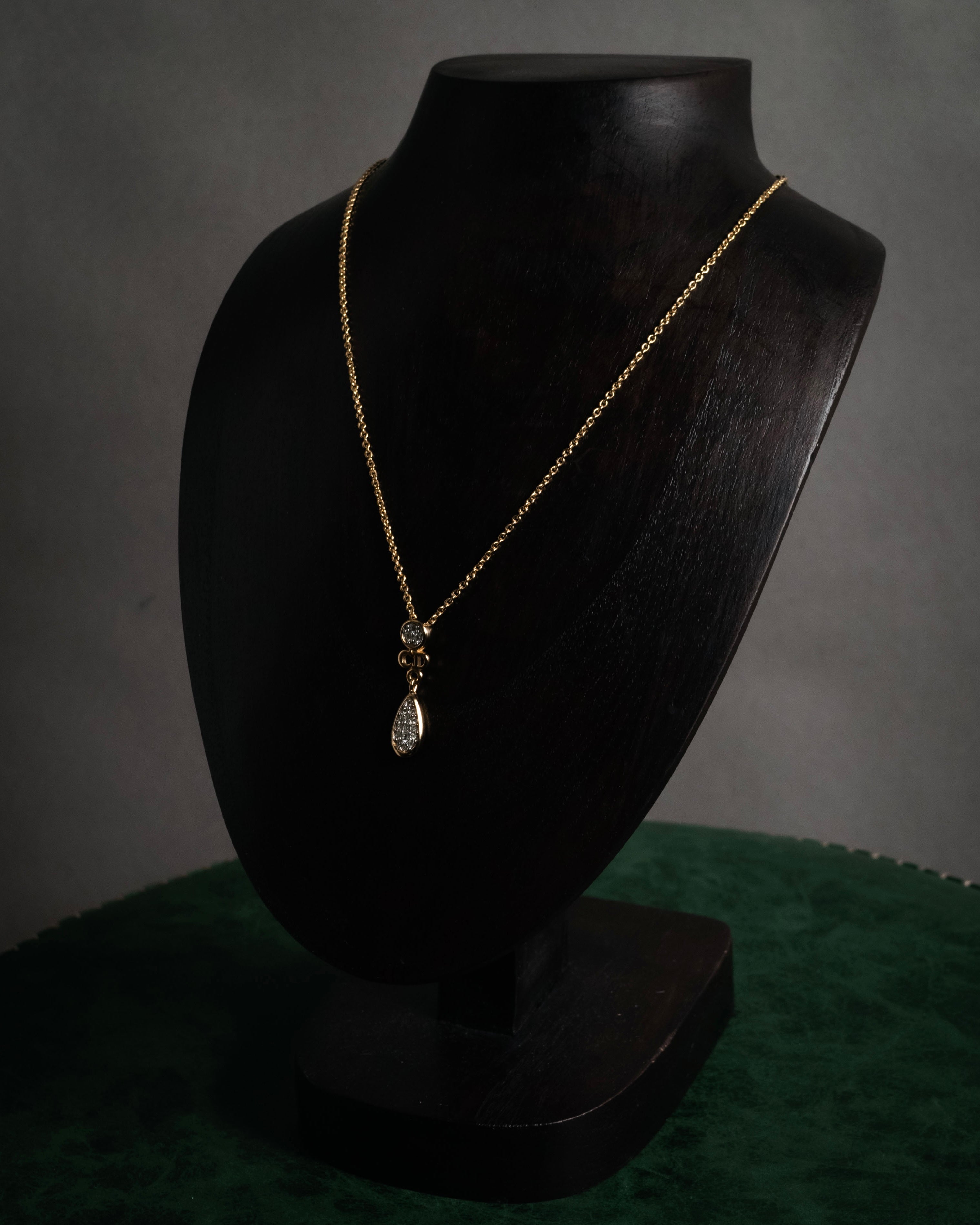 "Christian Dior" 00’s crystal pave cd drop necklace and earrings set