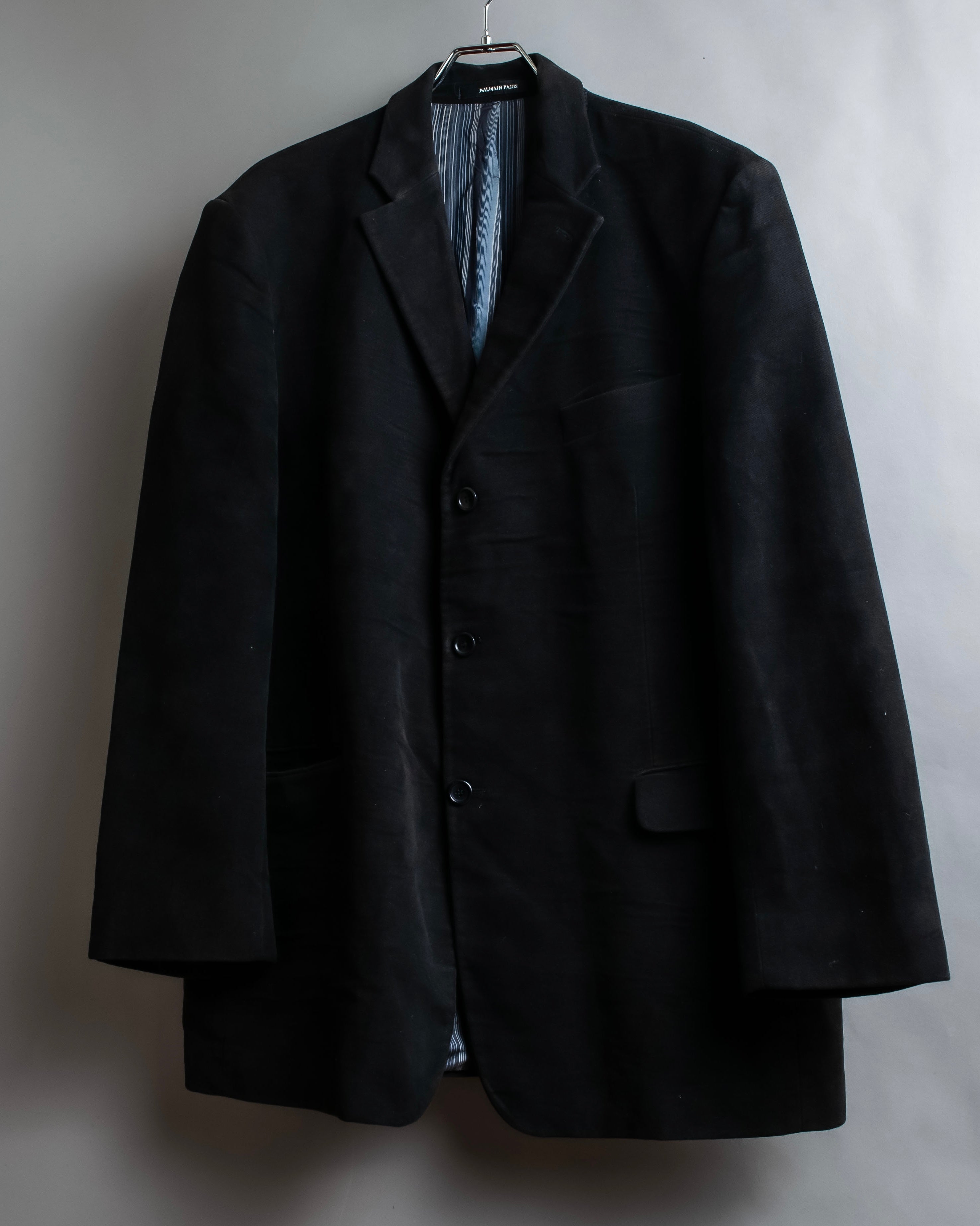 "BALMAIN" Elegant lustrous cotton oversized tailored jacket