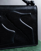 "Salvatore Ferragamo" Horizontal design pumps engraved leather one handle bag