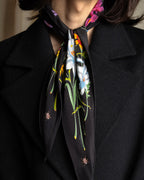 "GUCCI" Flower＆insect motif silk scarf