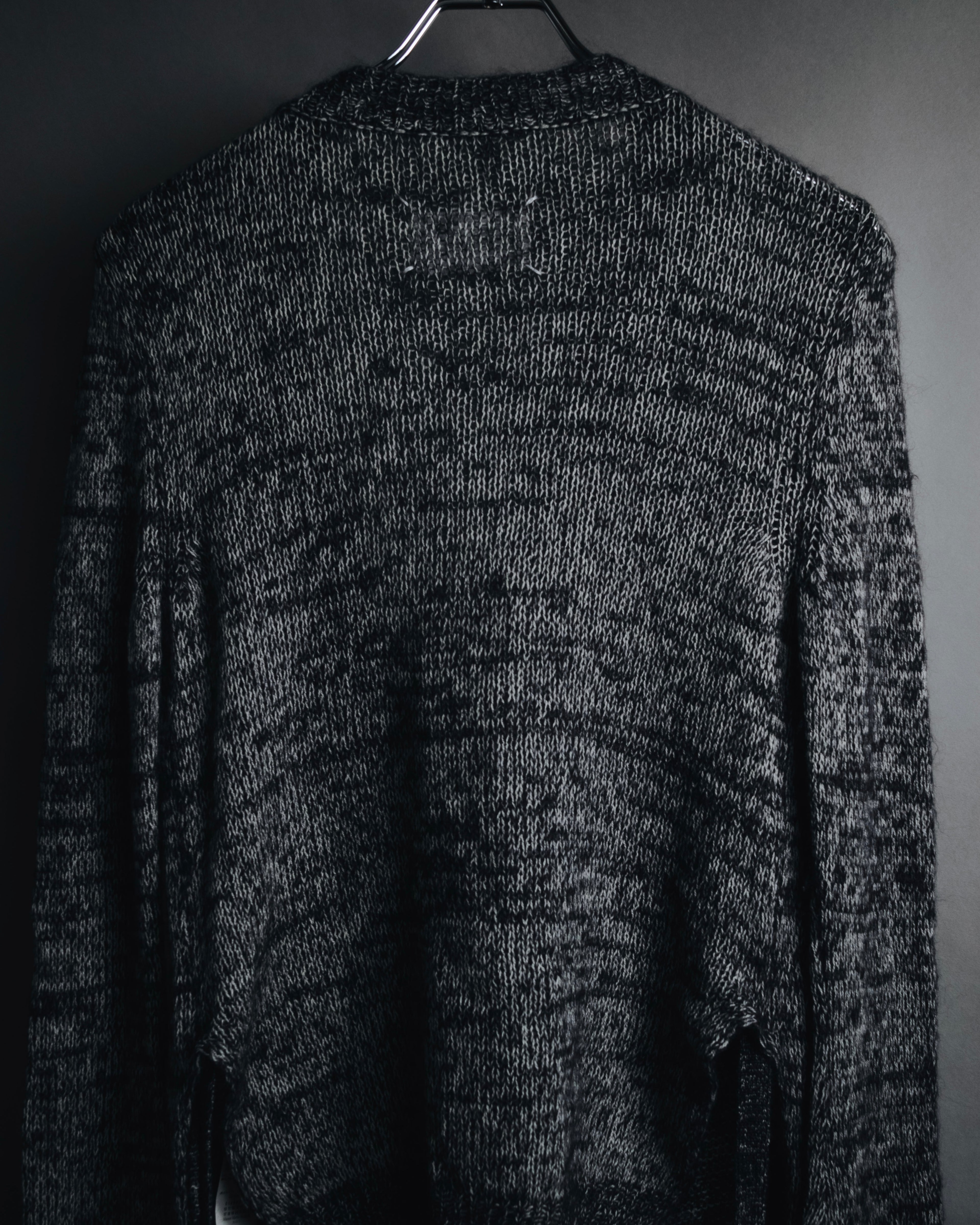 "Maison Martin Margiela" 2011AW deconstructed melange mohair wool cardigan