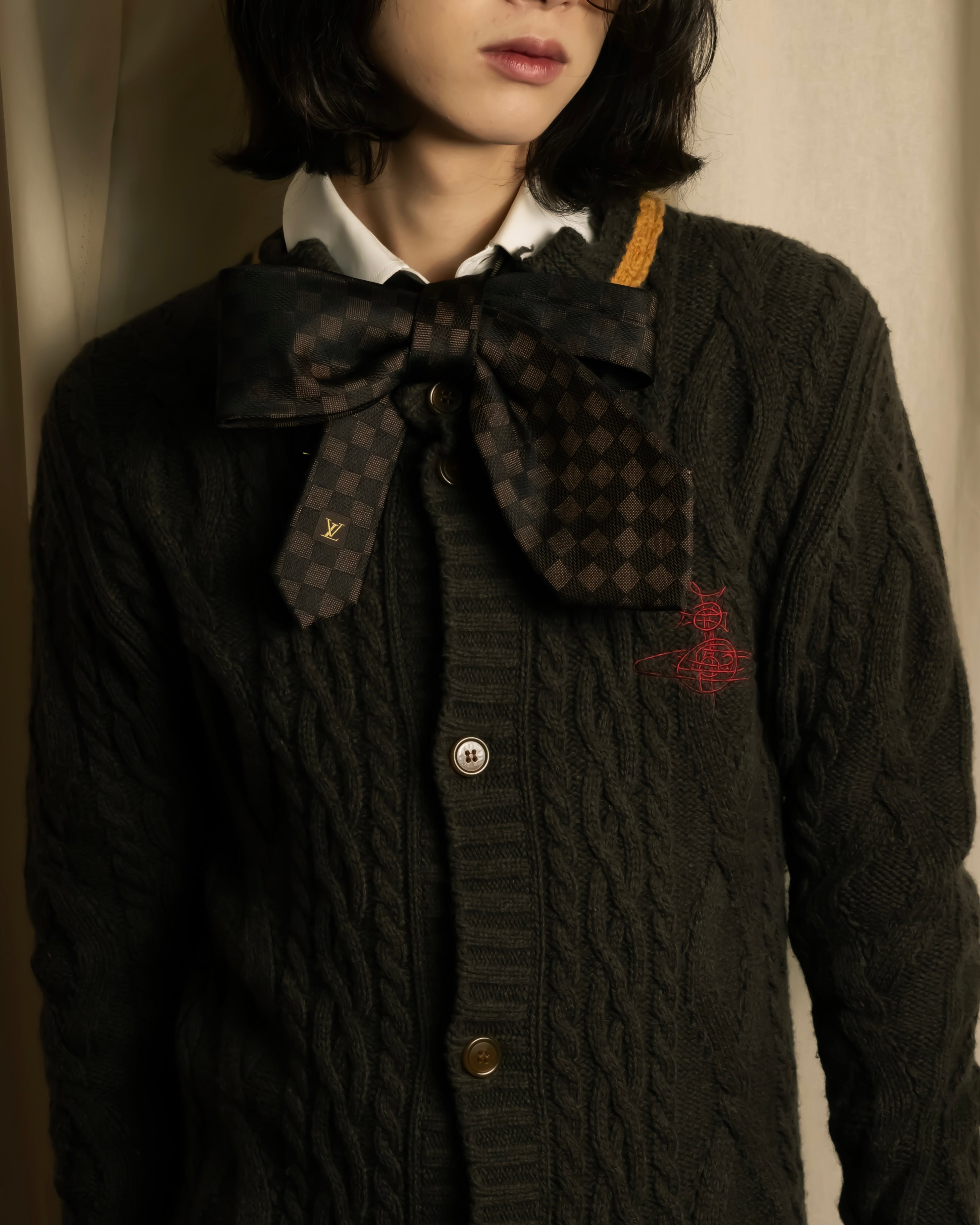 "Vivienne Westwood" Orb logo engraved cable knit cardigan