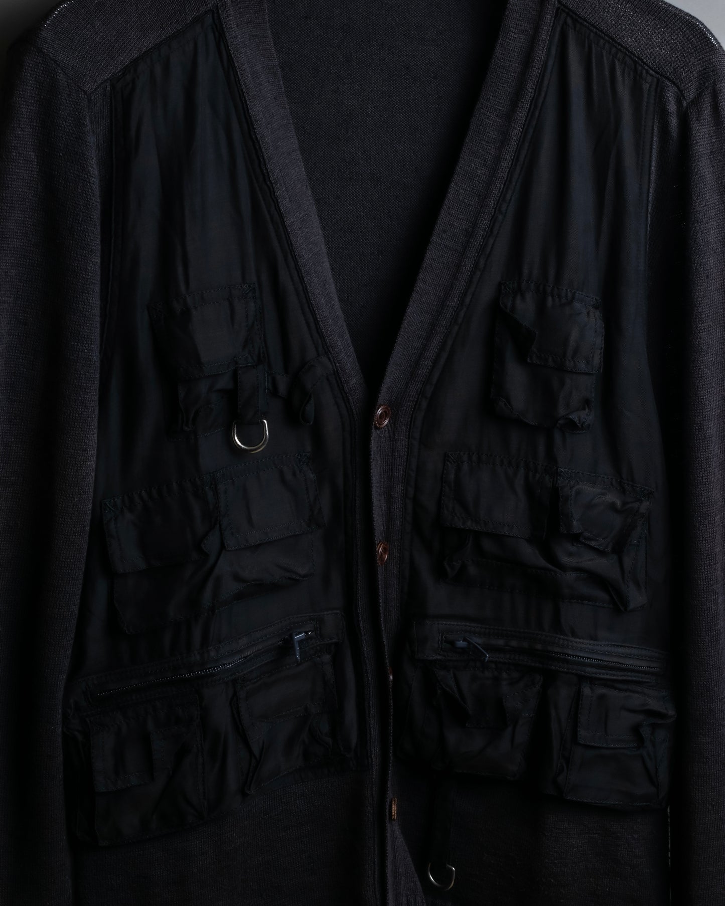 "MIHARA YASUHIRO" Military vest docking design V-neck cardigan