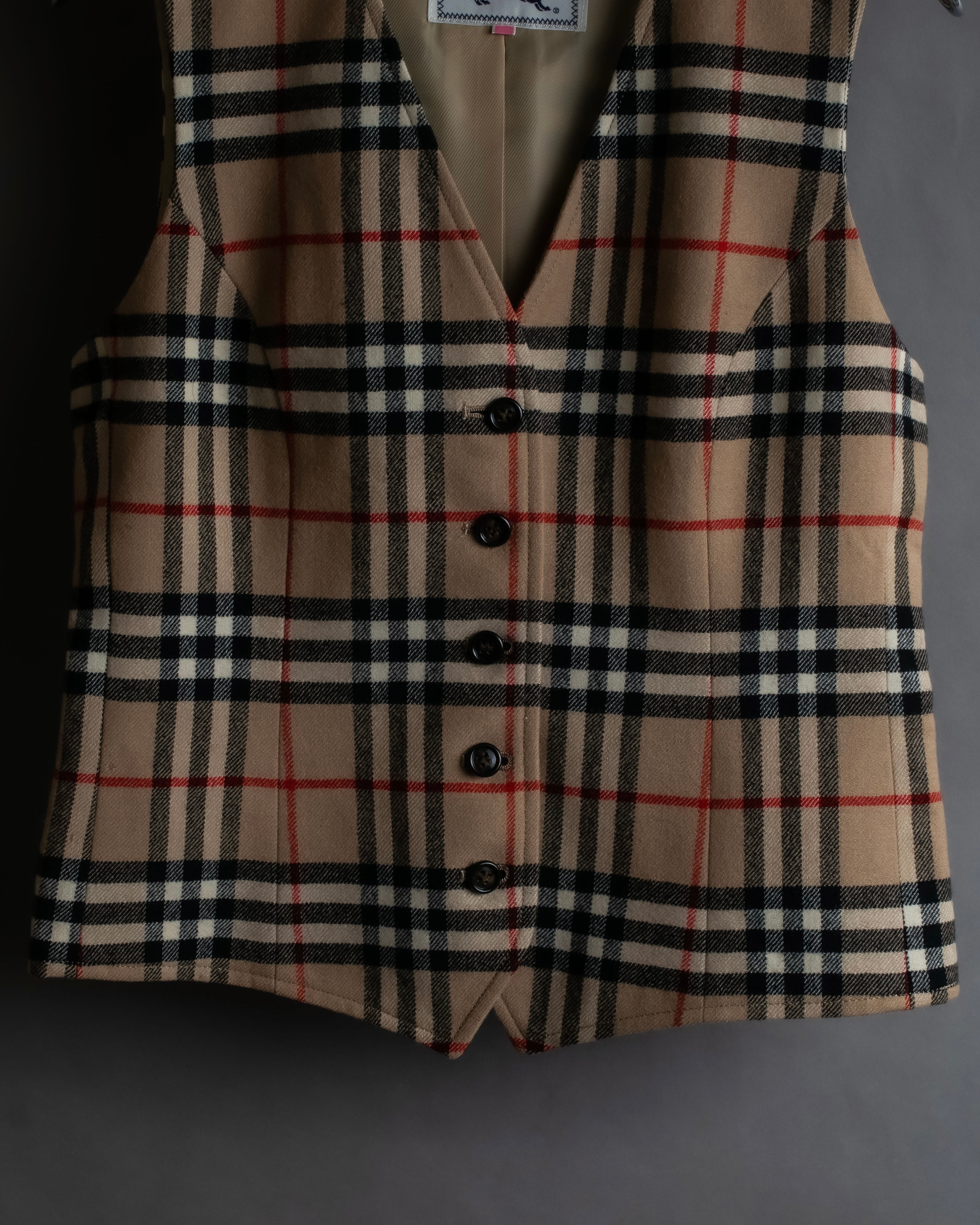 "BURBERRYS" Nova check pattern wool vest