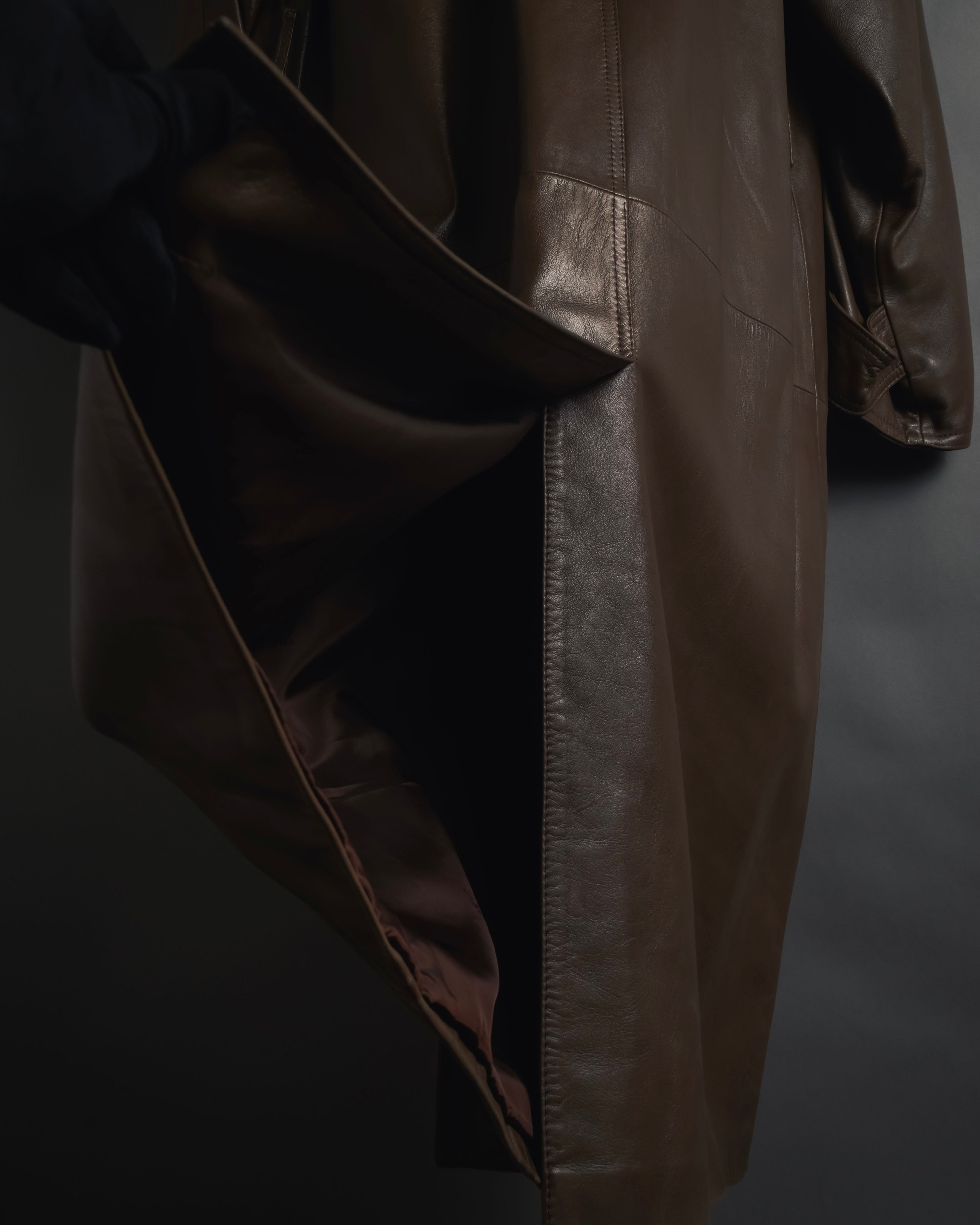 -SPECIAL- "LOEWE" 80’s Military detail stencil leather coat