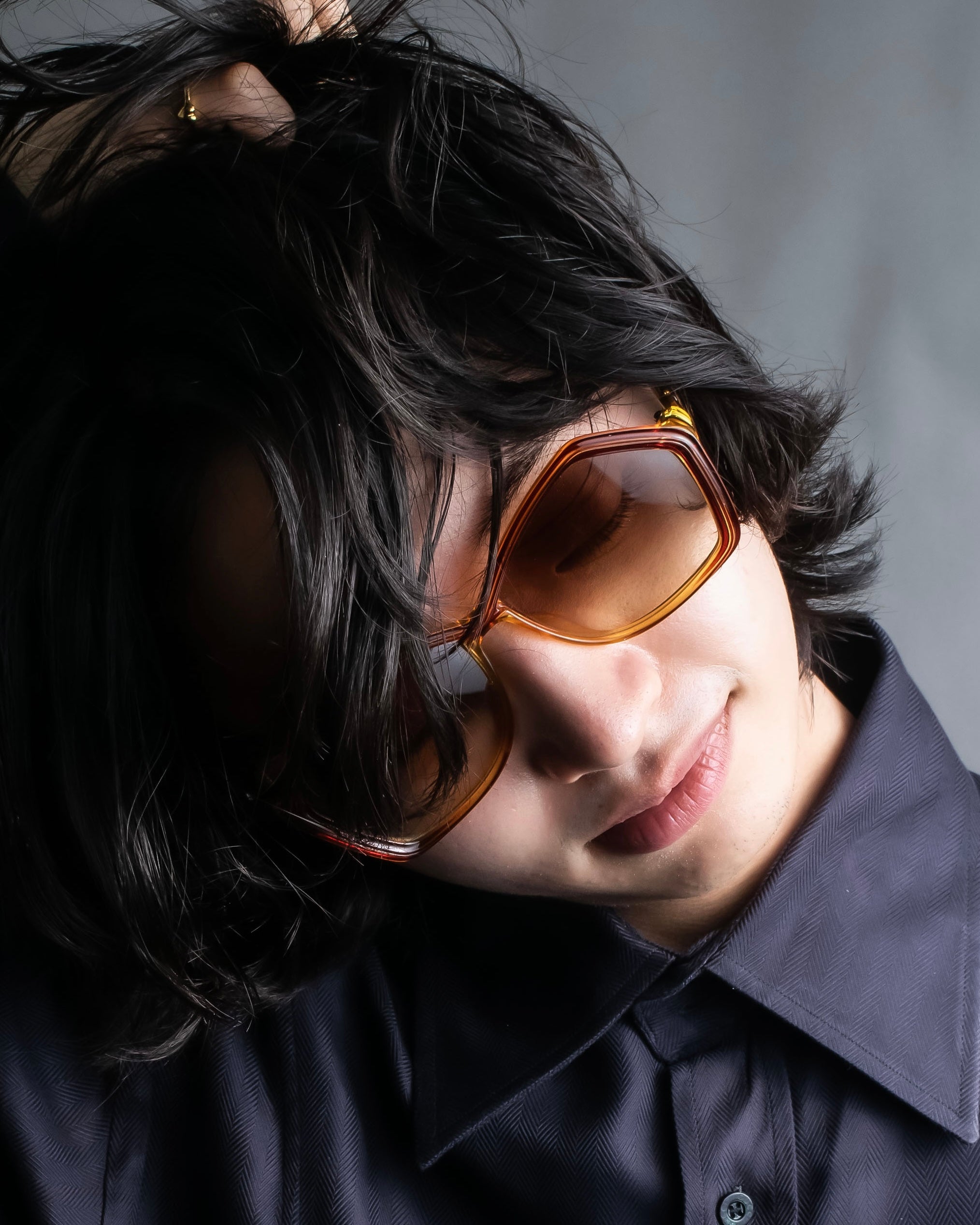 "Christian Dior" 80s optyl material pentagonal frame sunglasses