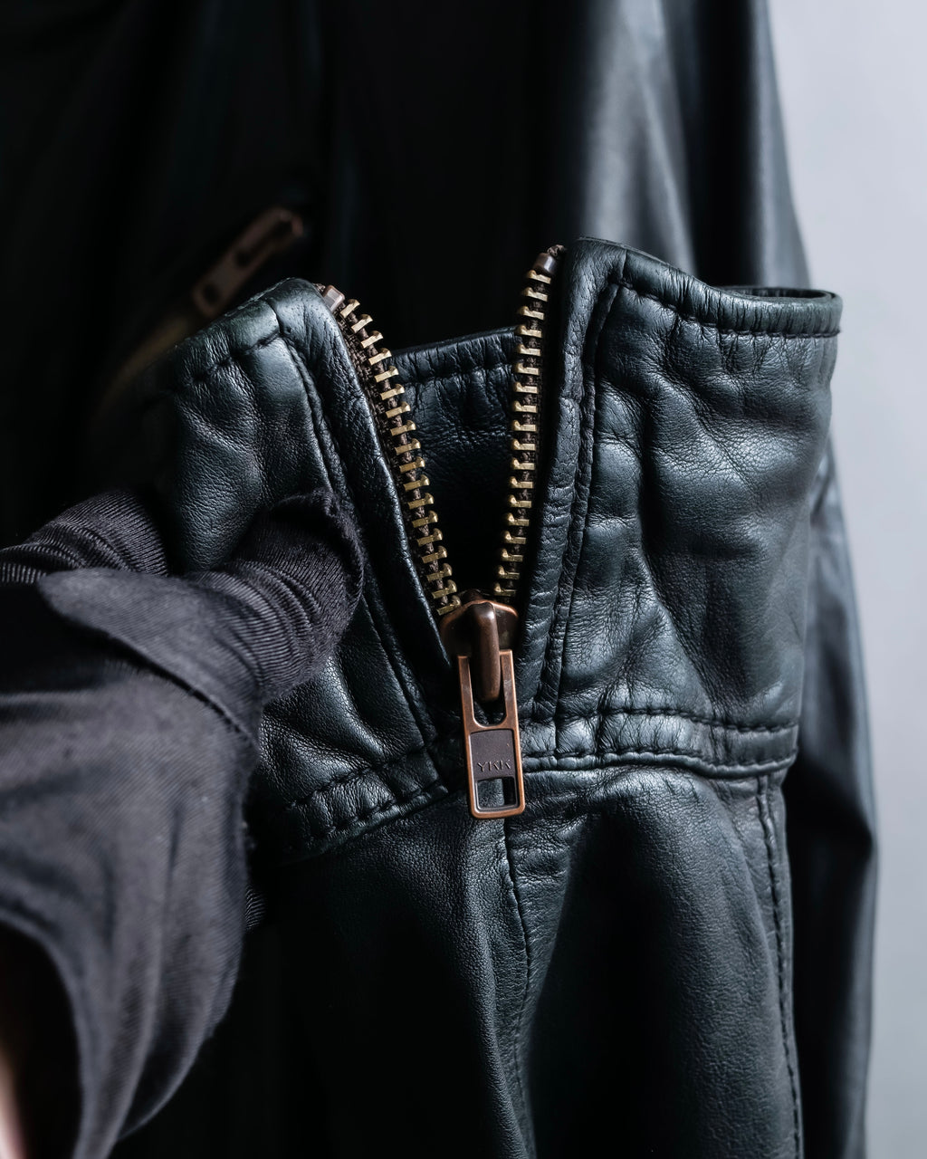 "DIESEL" Oversized stand collar lamb leather jacket