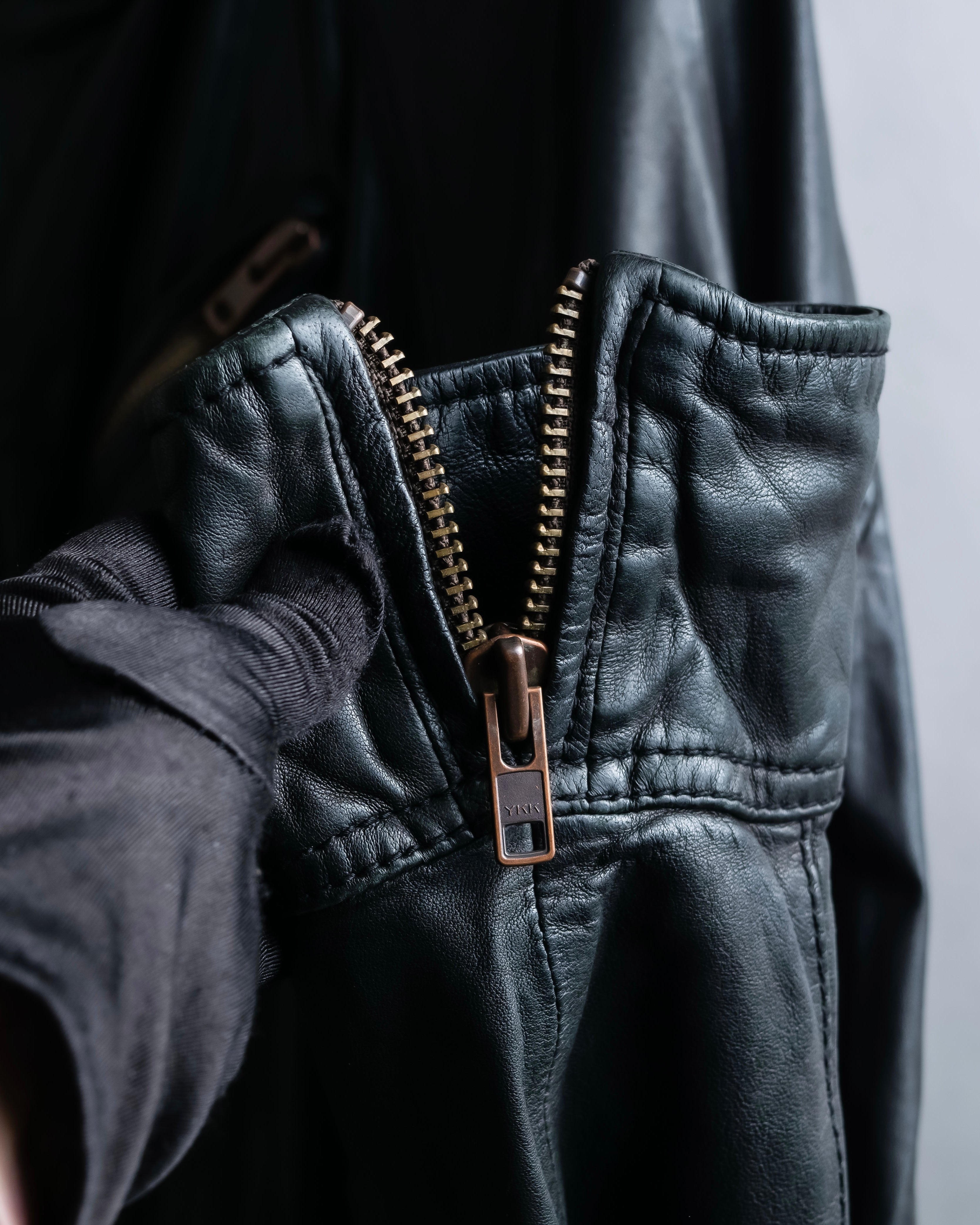 "DIESEL" Oversized stand collar lamb leather jacket