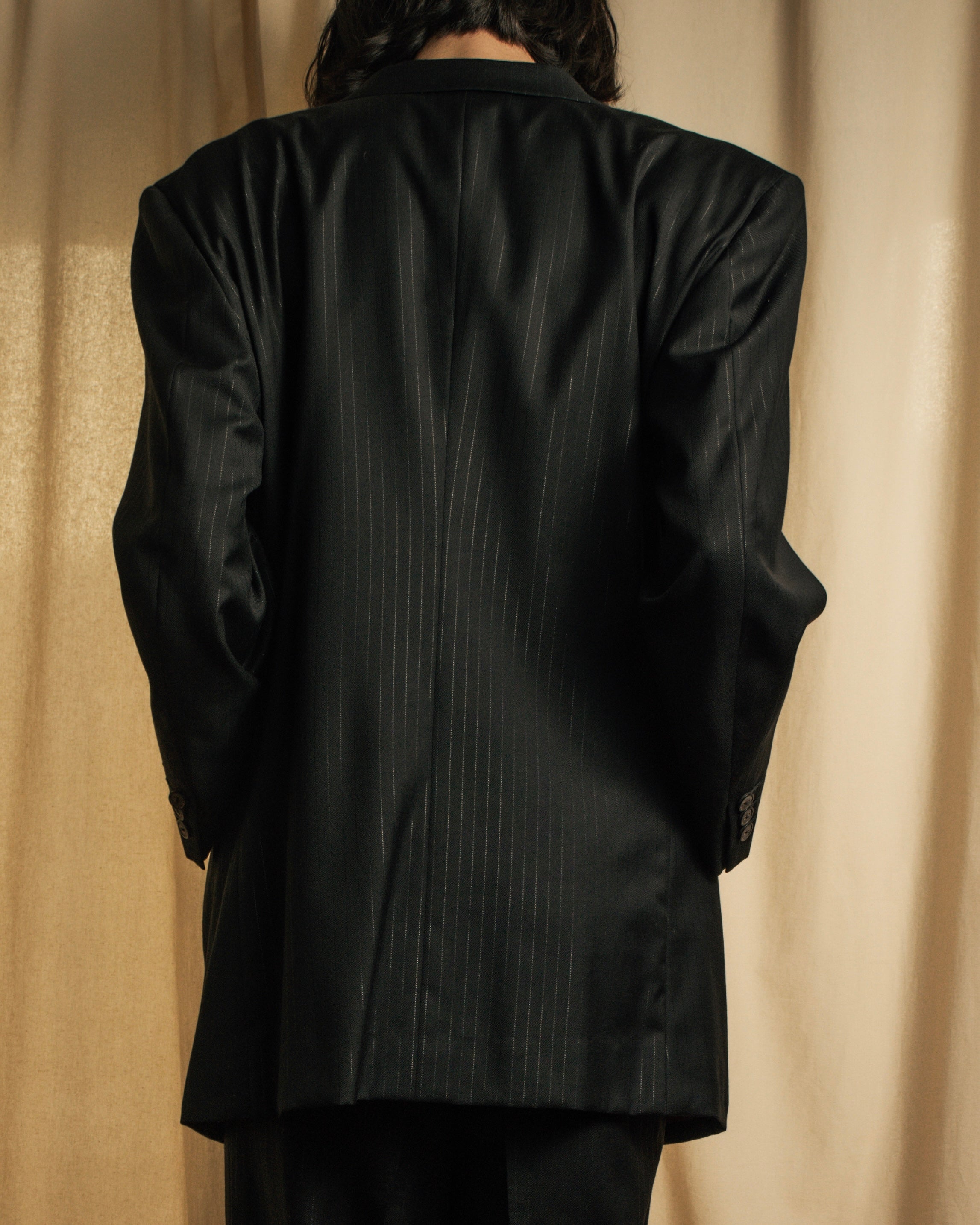 "BALENCIAGA" Chalk stripe pattern long silhouette set up