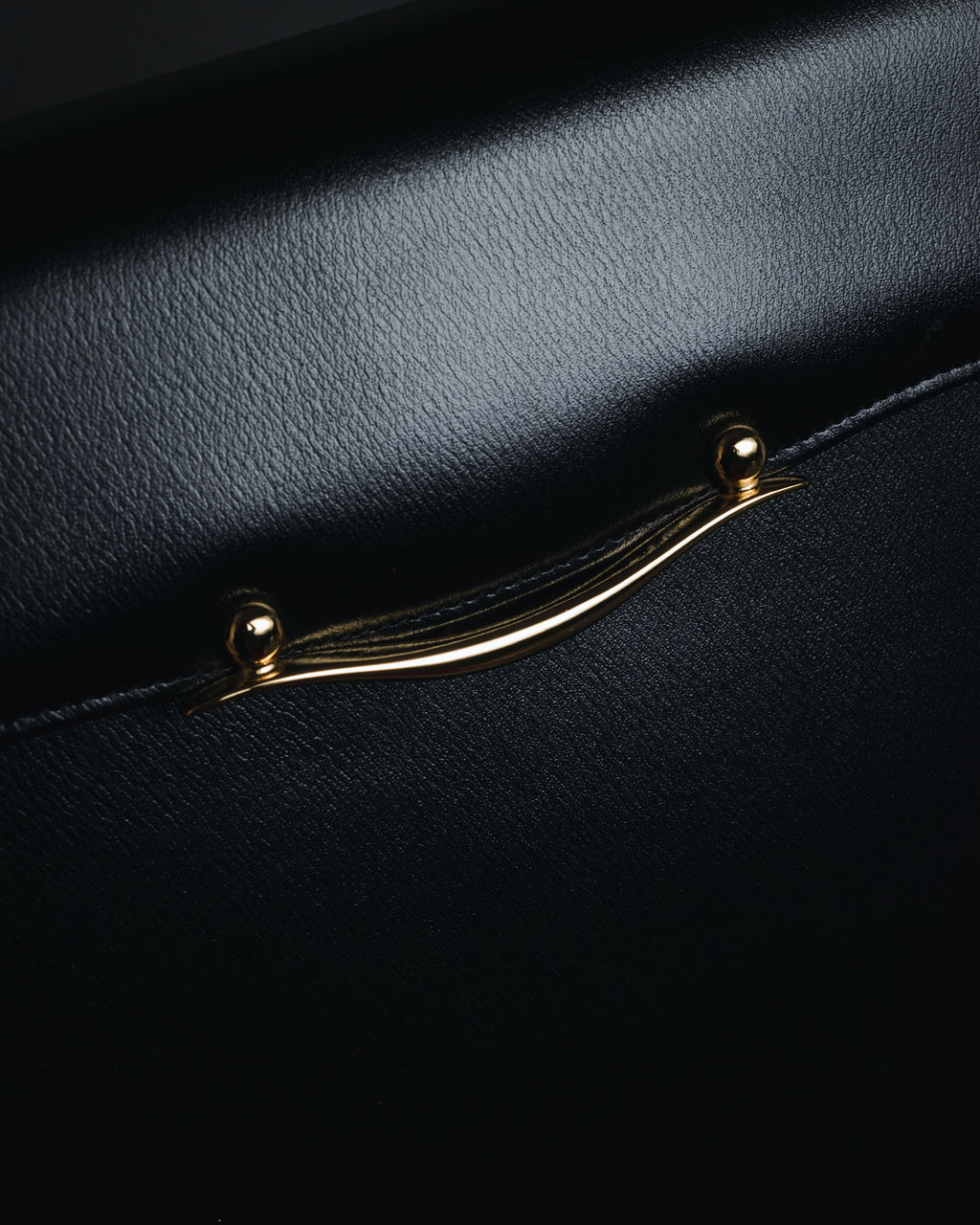 "PIERRE BALMAIN" 80’s-90’s box calf gold bar top handle bag