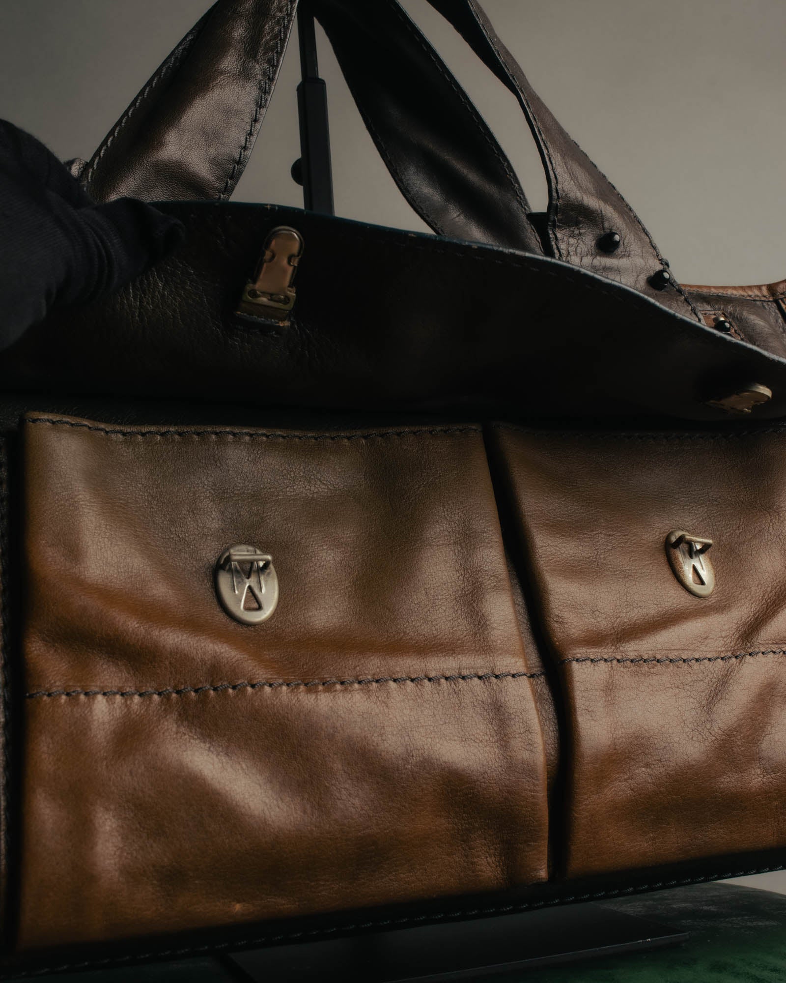 "Chloé" 2000's two-tone leather structured tote bag