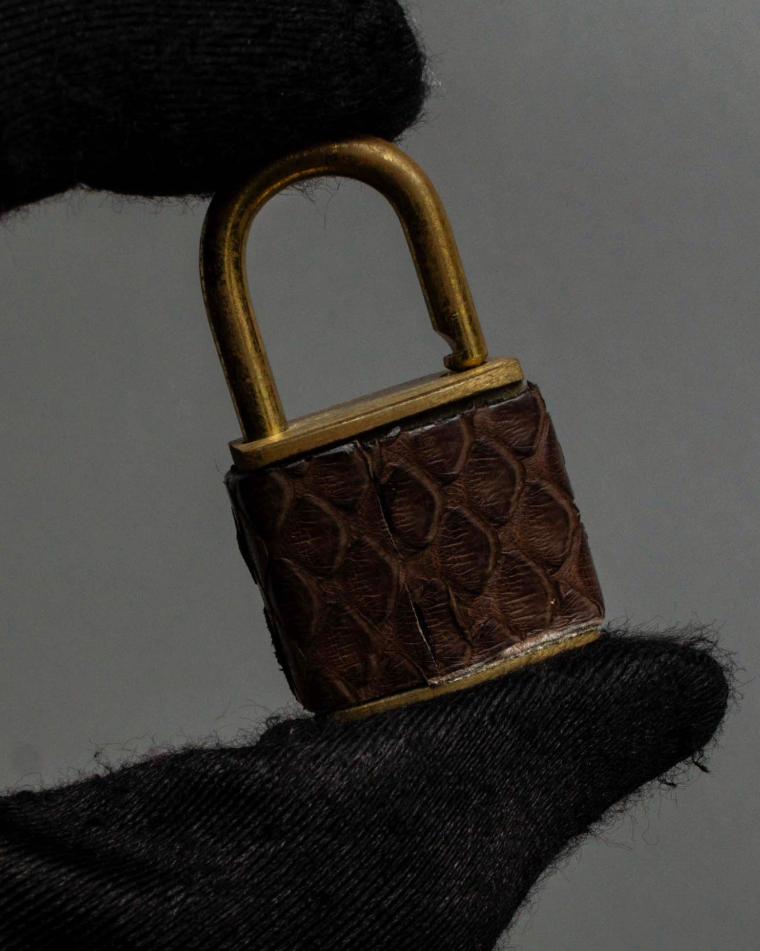 "Vintage turnlock design python leather bag"