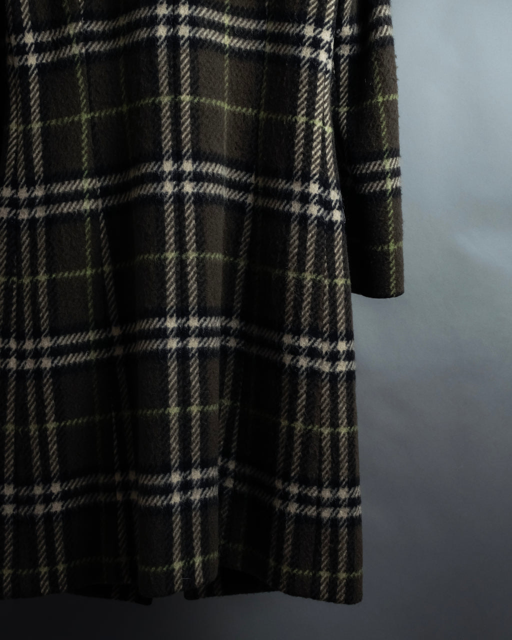 "BURBERRY" Leather switching design check tweed coat