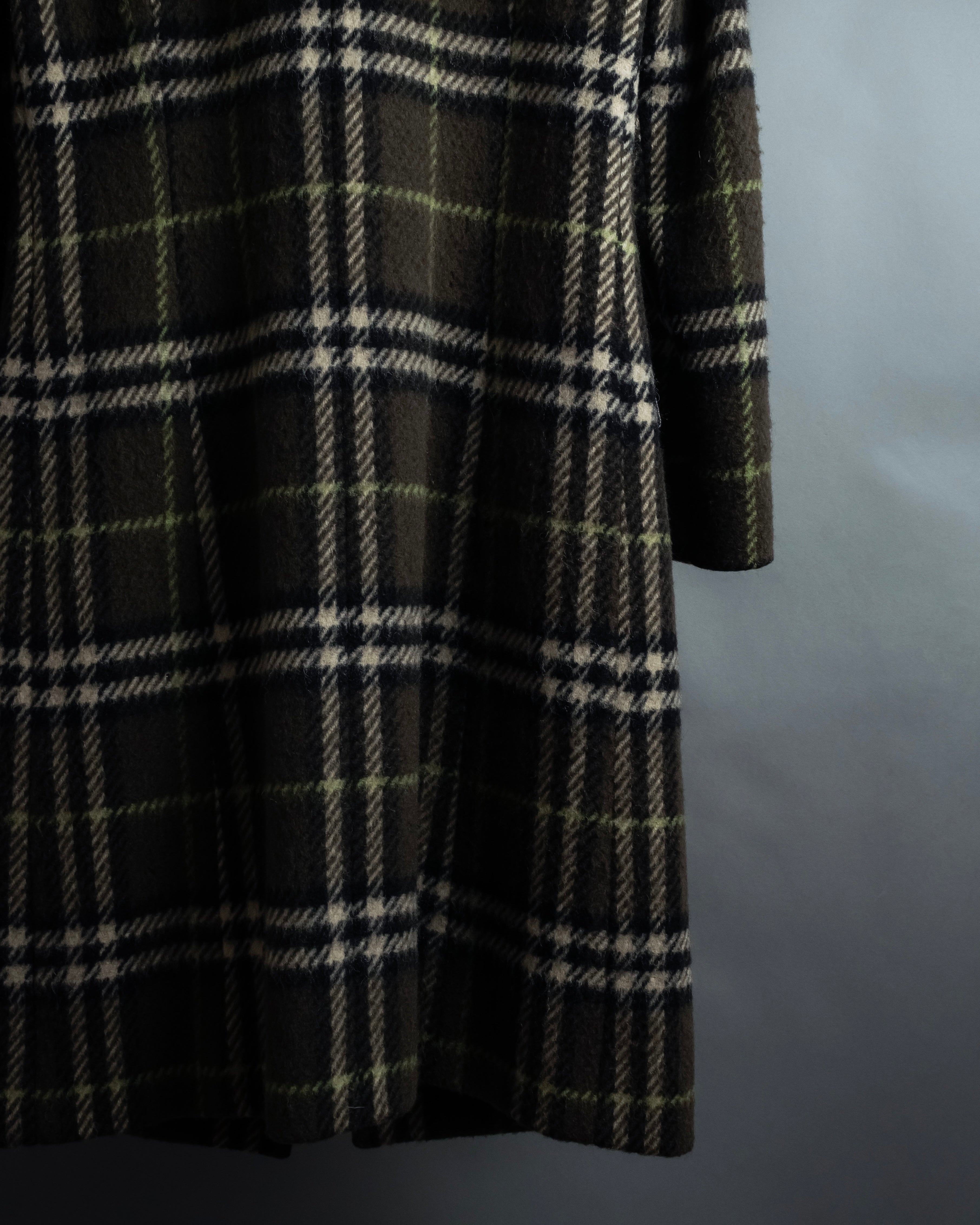 "BURBERRY" Leather switching design check tweed coat