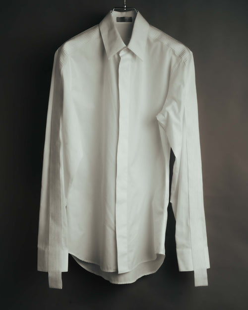 -SPECIAL- "Dior" 10's-20's Sculptural cord embellished concealed placket long sleeve dress shirt