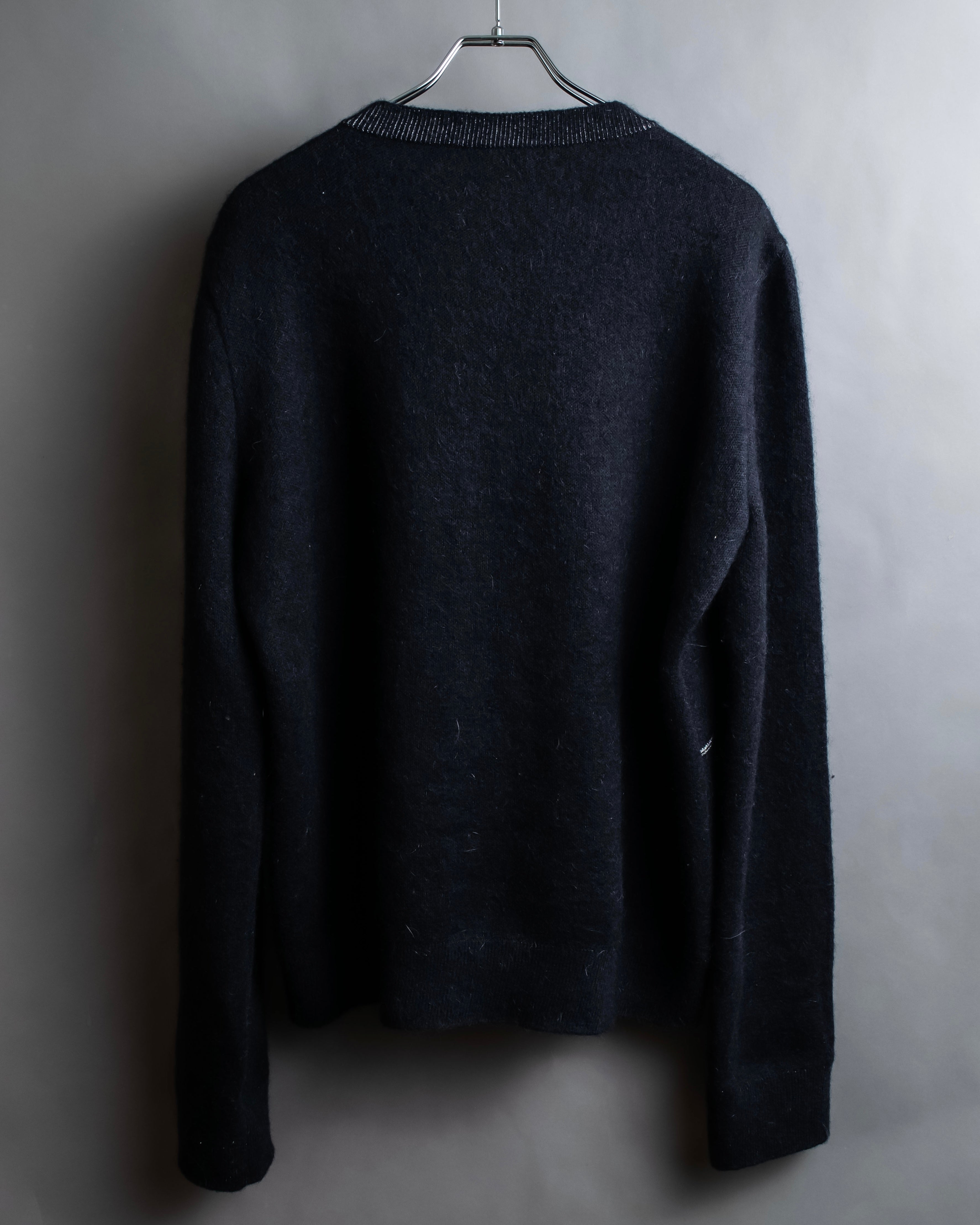 "Saint Laurent" Handsome face embroidery mohair blend oversized knit