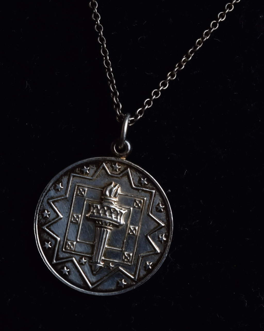 "Tiffany&Co" Olympic torch motif sterling silver necklace