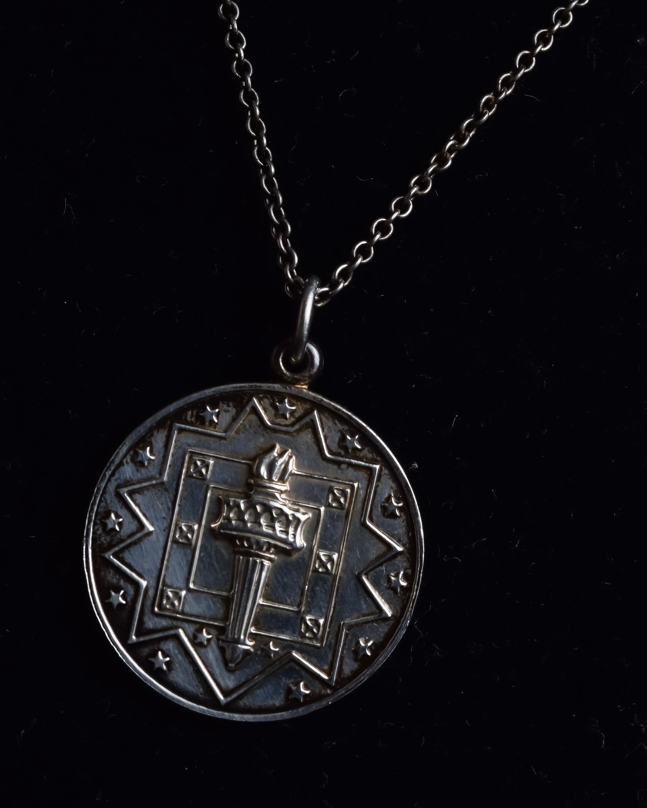 "Tiffany&Co" Olympic torch motif sterling silver necklace