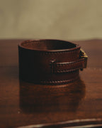 –SPECIAL– "Saint Laurent" 10's Burgundy leather wide cuff bracelet with antique gold buckle