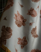 "BURBERRYS" Rose motif layered check pattern silk scarf