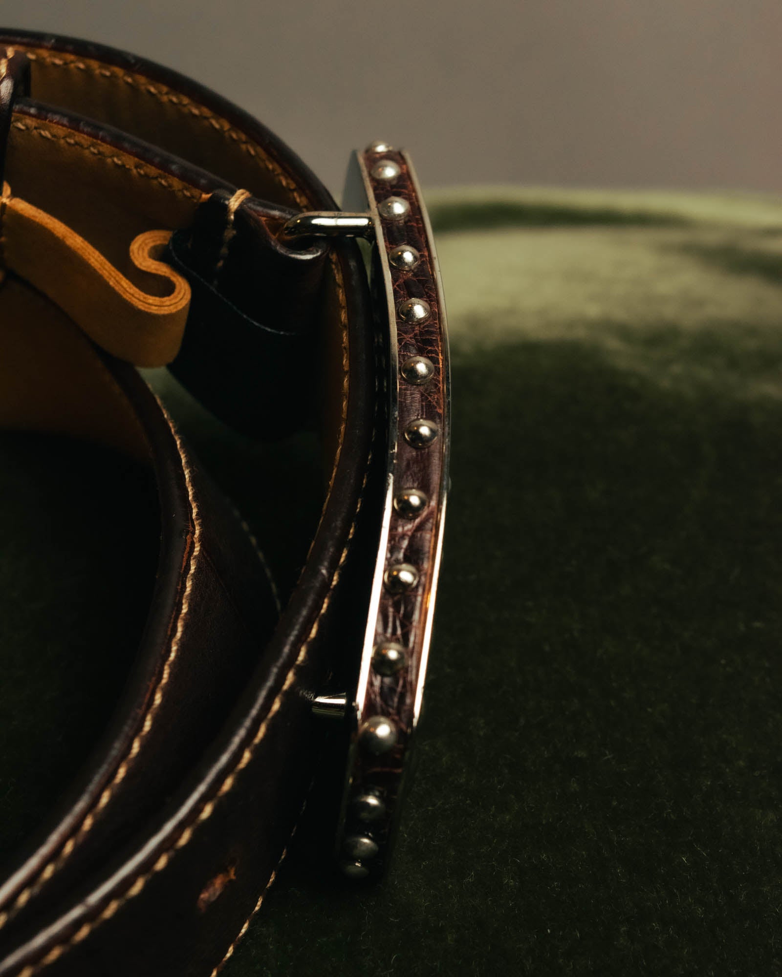“PRADA” 90’s-00’s Studded logo leather belt
