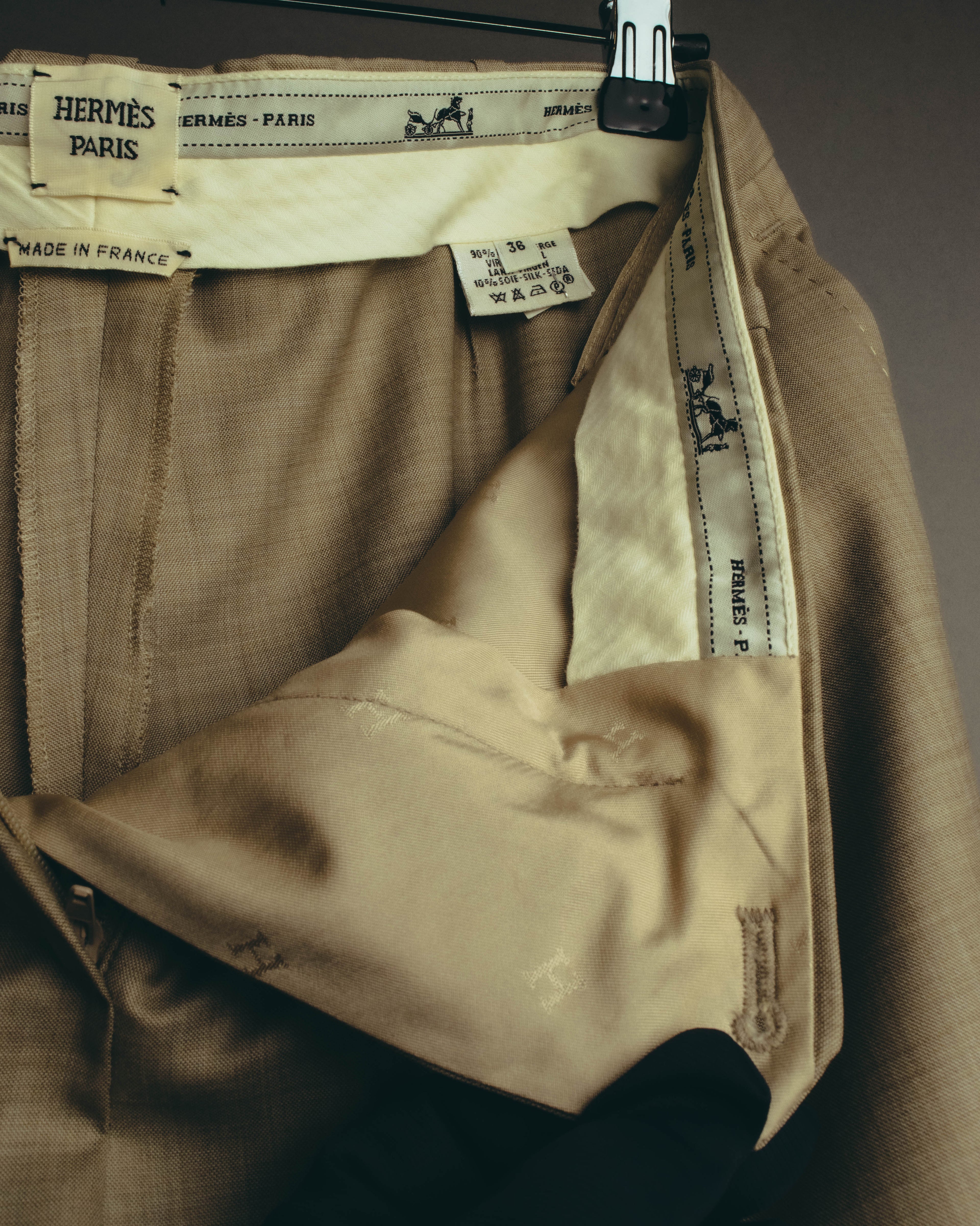 -SPECIAL- "HERMÈS" 90's-00's Wool silk tailored asymmetrical setup suit