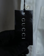 "GUCCI" Slightly glossy cotton white shirt