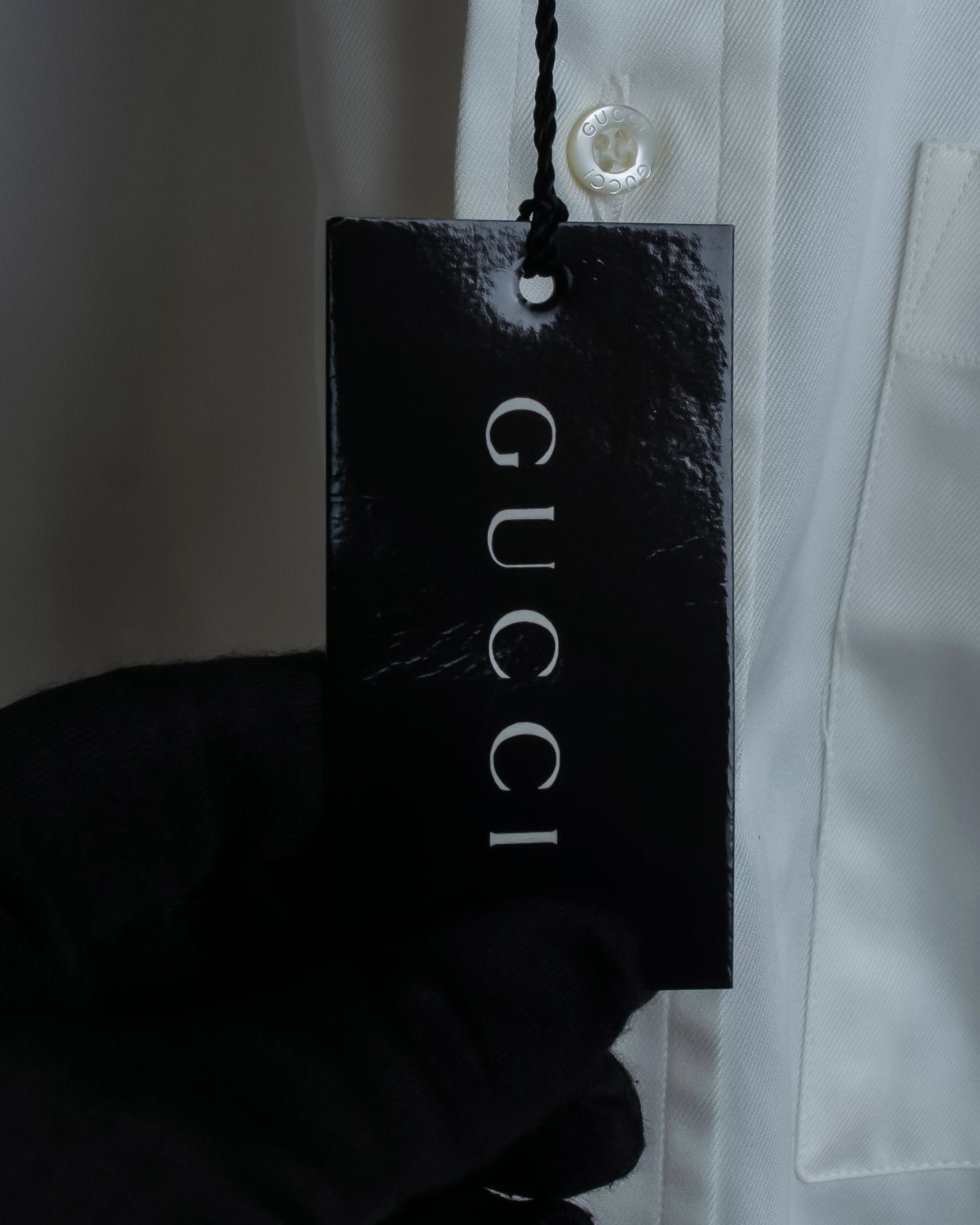 "GUCCI" Slightly glossy cotton white shirt