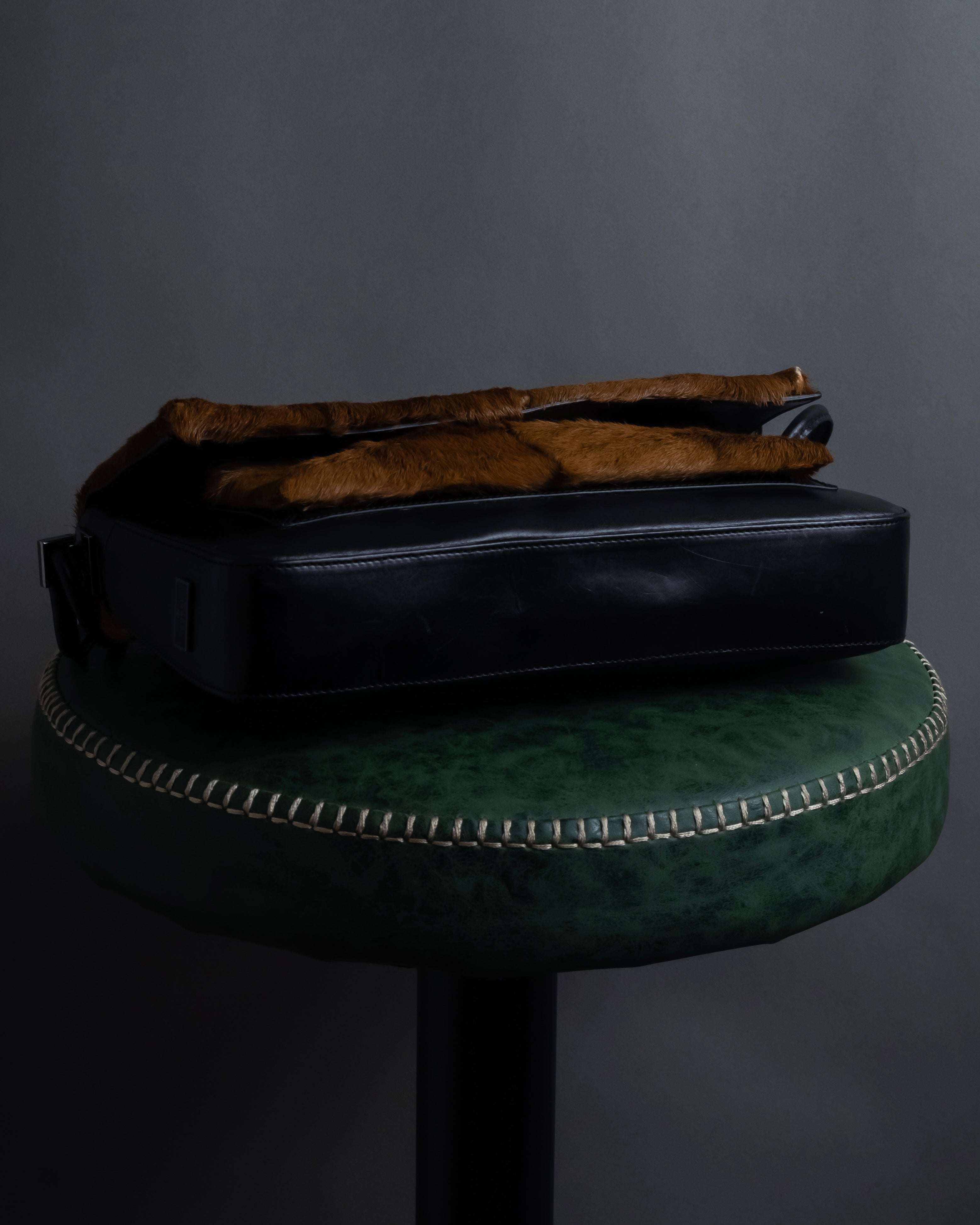 "GUCCI" Combination design hair calf leather bag