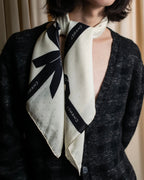 "CHANEL" Logo engraved ribbon motif design large scarf