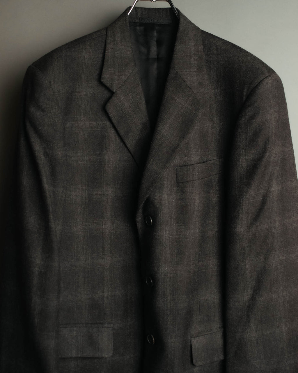 “PRADA” 90’s-00’s Wool cashmere checked tailored jacket