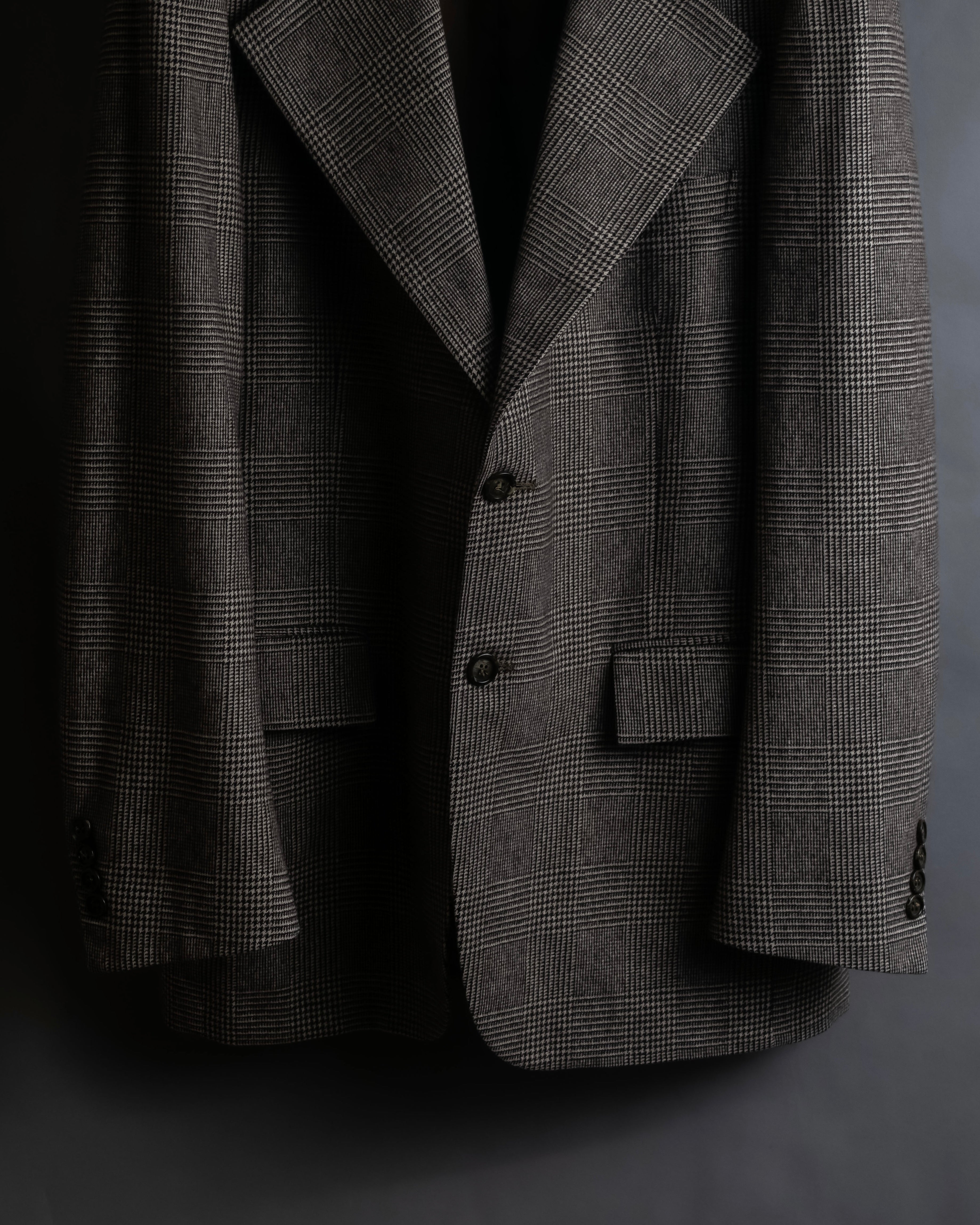 "YVES SAINT LAURENT" Glen plaid oversized wool tailored jacket