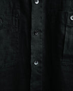 -MOOD MILLÉSIMES- 00’s black linen epaulet half-sleeve shirt by “ARMANI COLLEZIONI”