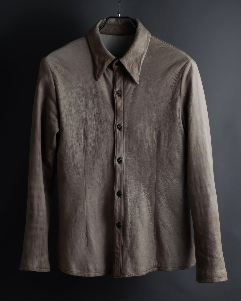 "ISAMU KATAYAMA" Dart-shaped deer leather shirt jacket