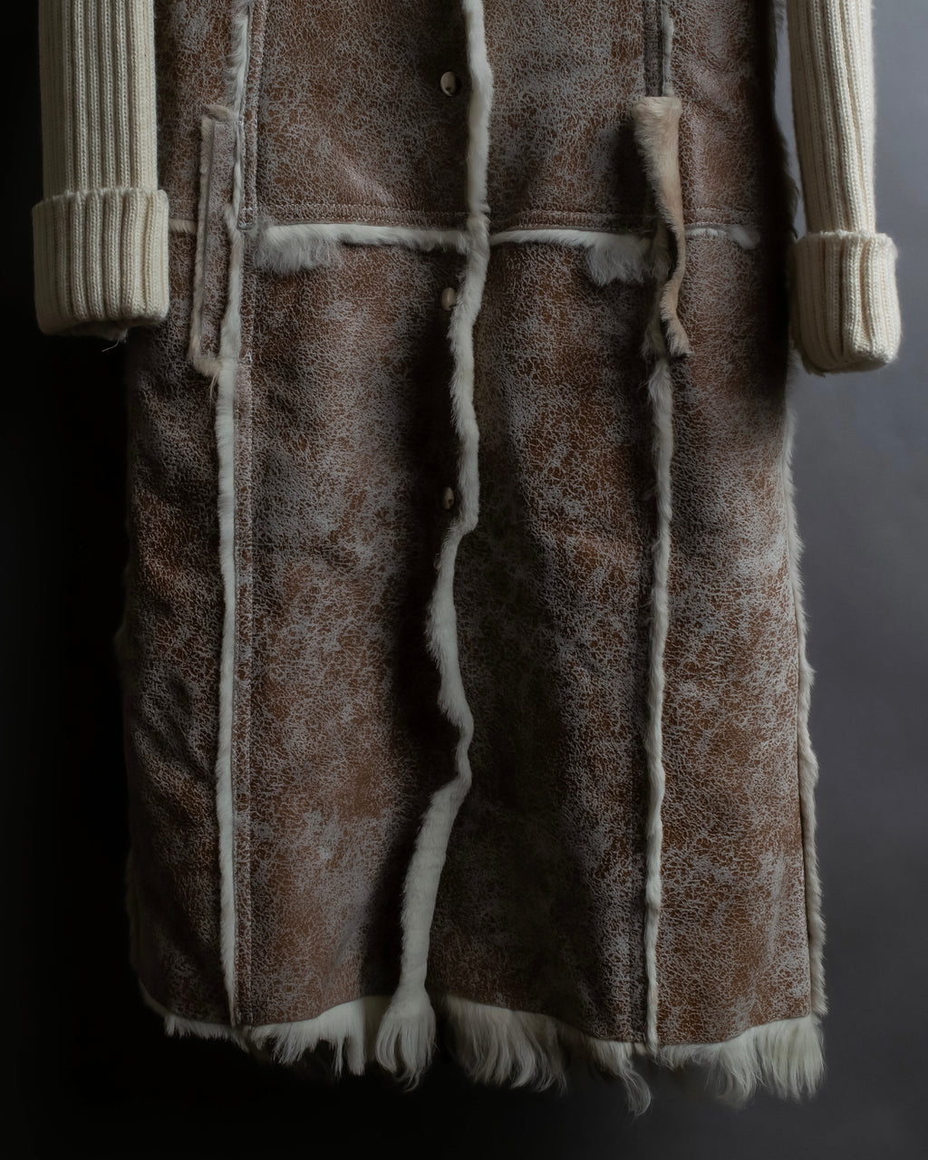 "Dolce &amp; Gabbana" Mouton &amp; knit combination design coat