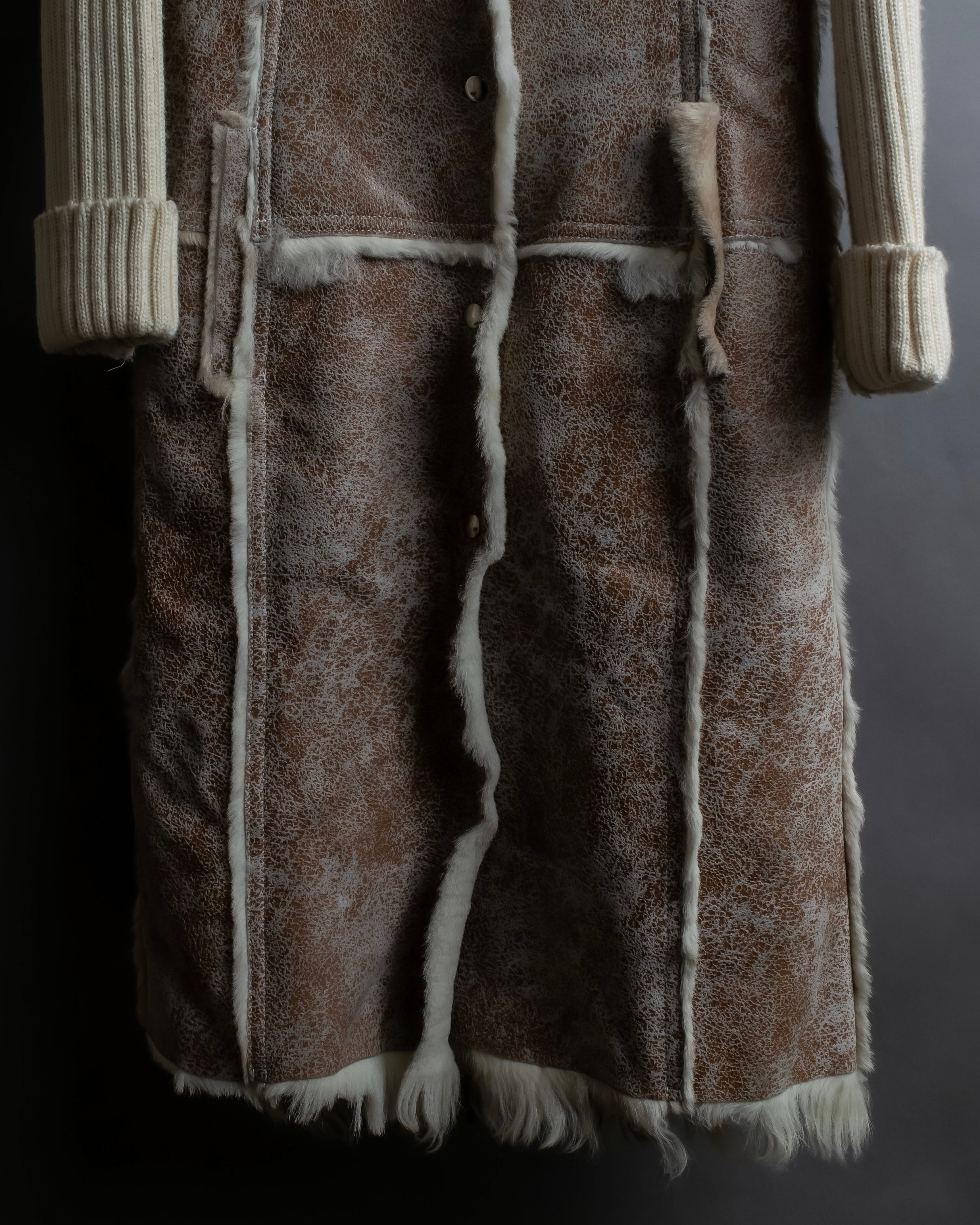 "Dolce &amp; Gabbana" Mouton &amp; knit combination design coat