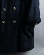 "DOLCE & GABBANA" Double-breasted bejeweled button check pattern jacket