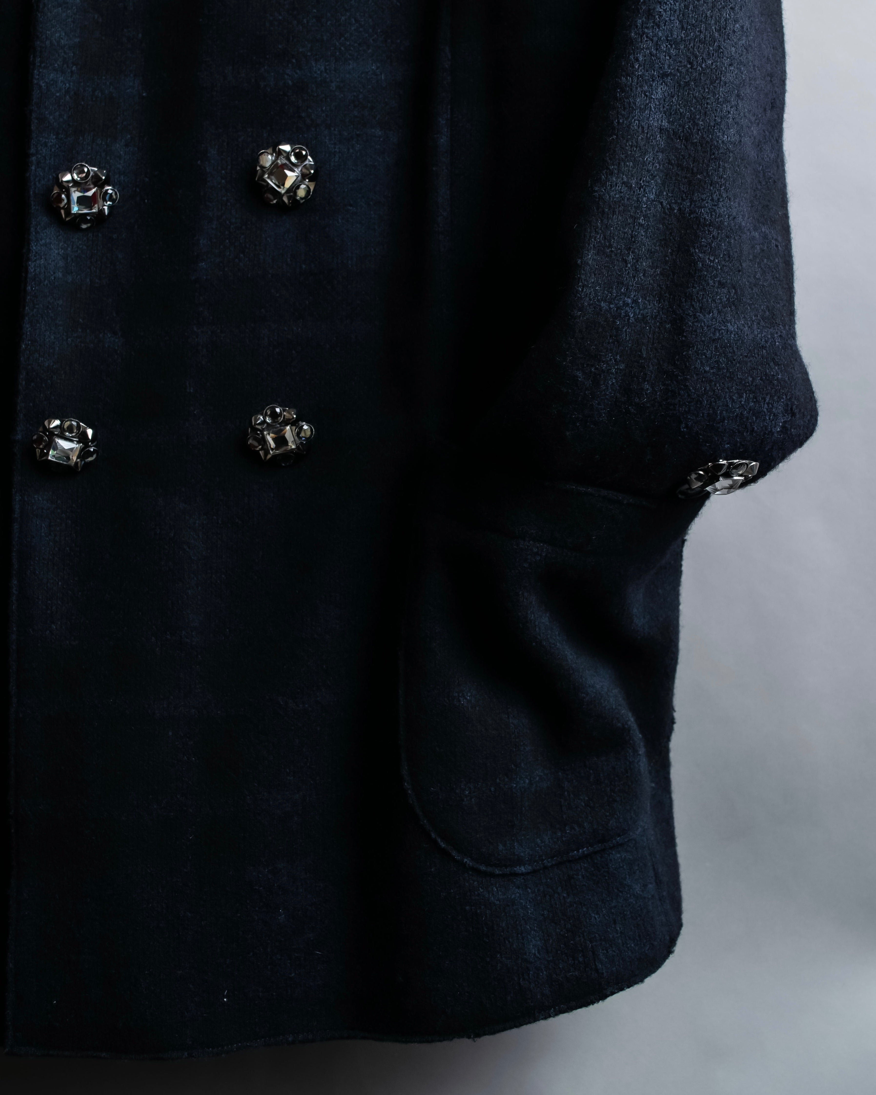 "DOLCE & GABBANA" Double-breasted bejeweled button check pattern jacket