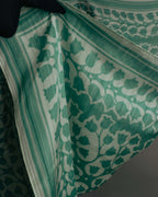 "Christian Dior" 85's-95's Vintage emerald tulip botanical silk shantung scarf
