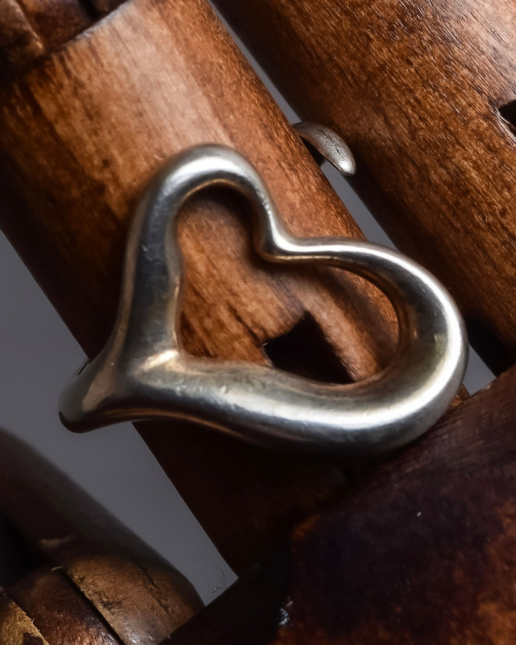 "Tiffany&Co" Elsa Peretti open heart design silver ring