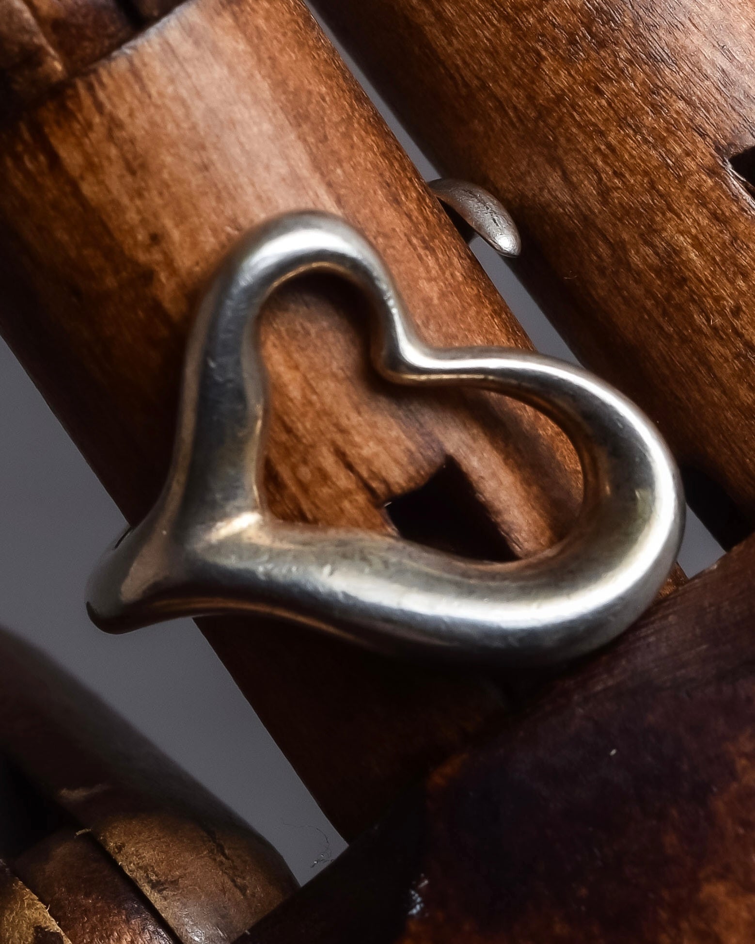 "Tiffany&Co" Elsa Peretti open heart design silver ring