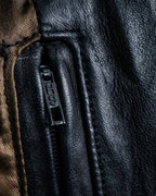 Leather Diagonal Single Jacket