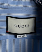"GUCCI" Michele period brand code embroidered striped shirt