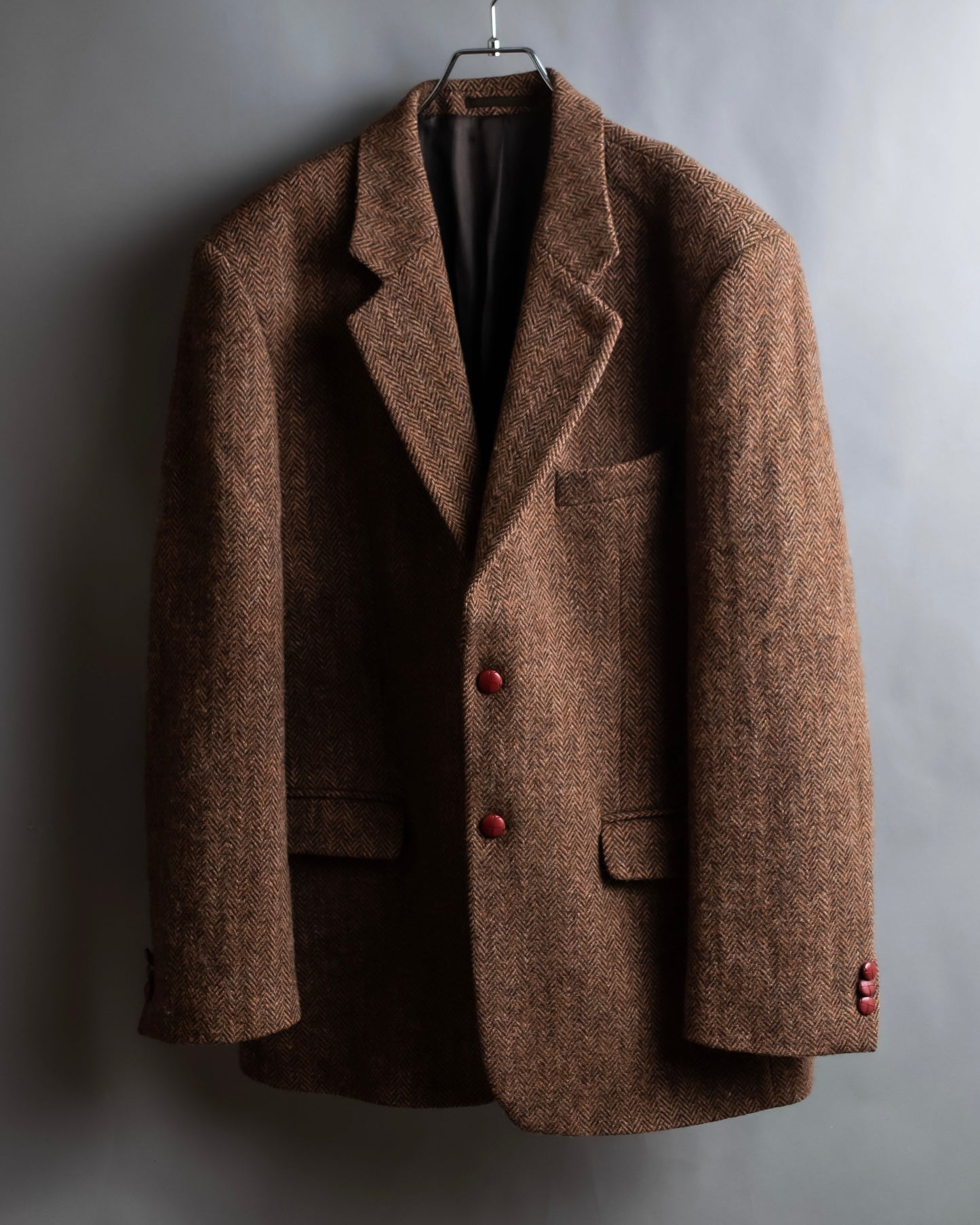 "HARRIS TWEED" Oversized herringbone tailored jacket