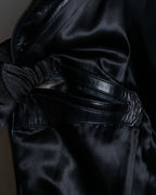 "Claude Montana" Drawcord detail stand-up collar leather blouson